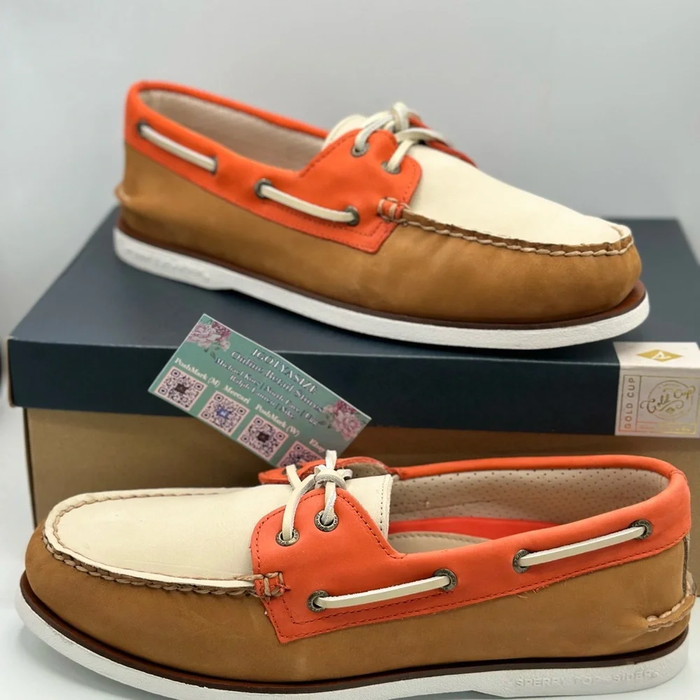 SPERRY GOLD CUP AUTHENTIC TRI‎ TONE BOAT SHOE 2 EYE (10.5)